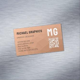 Peach gradient geometric mesh pattern QR code  Magnet