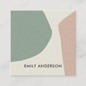 PEACH GREEN IVORY MODERN RUSTIC ABSTRACT ARTISTIC SQUARE
