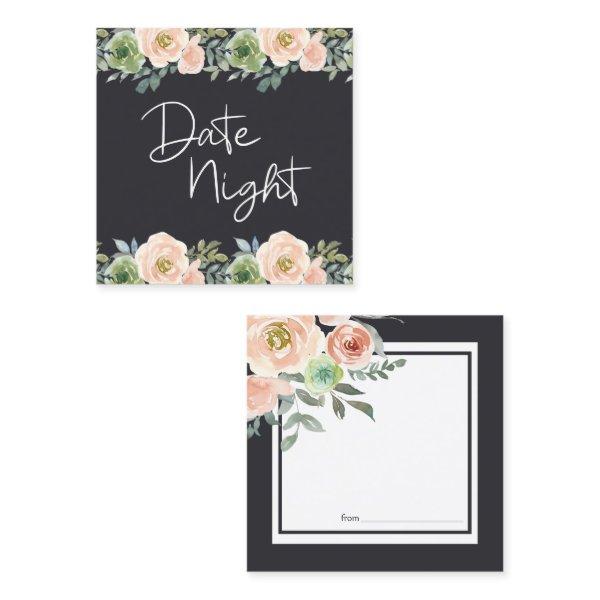 Peach Green Navy Pastel Floral Date Night Card
