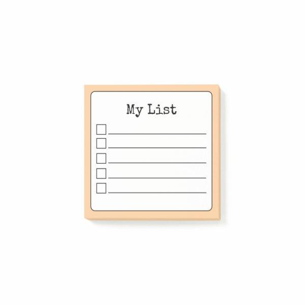 Peach Retro Lined Checklist Post-it Notes