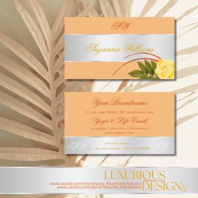 Peach Silver Decor Cute Rose Flower with Initials