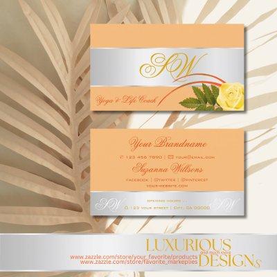 Peach Silver Decor Cute Rose Flower with Monogram