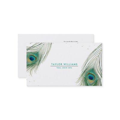 Peacock Feather & Gold Dots Boho Glam Elegant