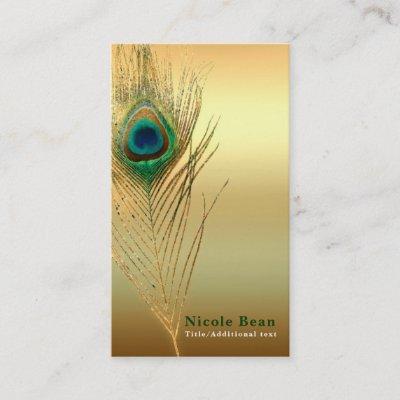 Peacock Feather Gold Exotic Boho Chic Custom Glam