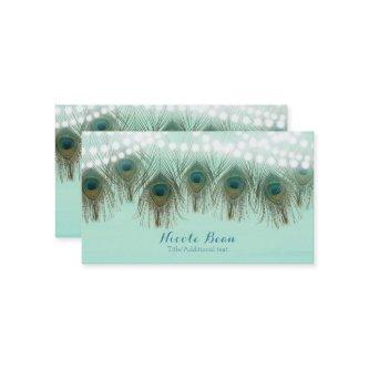 Peacock Feathers & String Lights Rustic Elegant