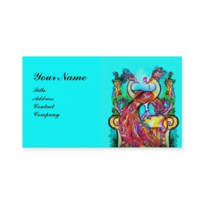 PEACOCKS IN LOVE MONOGRAM,red blue turquase
