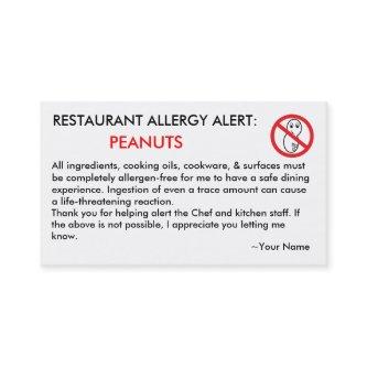 Peanut Allergy Restaurant & ICE Card