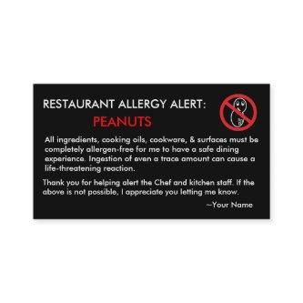 Peanut Allergy Restaurant & ICE Card - F/BSF