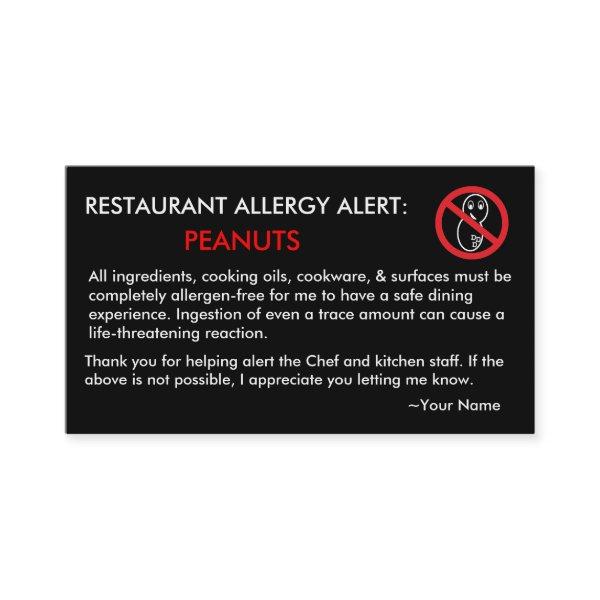 Peanut Allergy Restaurant & ICE Card - F/BSF