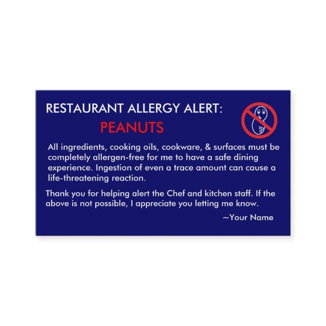 Peanut Allergy Restaurant & ICE Card - F/NB