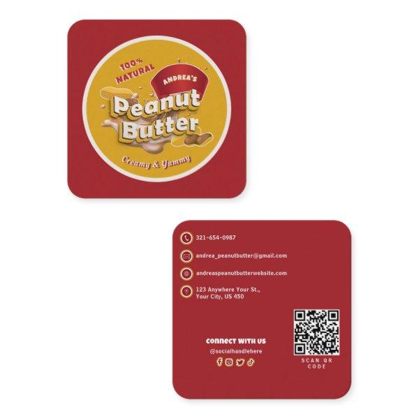 Peanut Butter Brand Logo and QR Code Professional Square