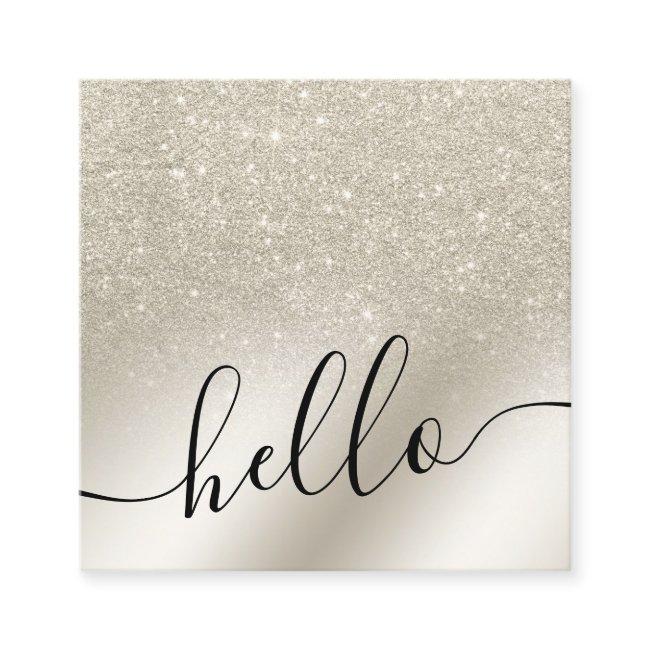 pearl glitter ivory ombre gradient metallic hello square