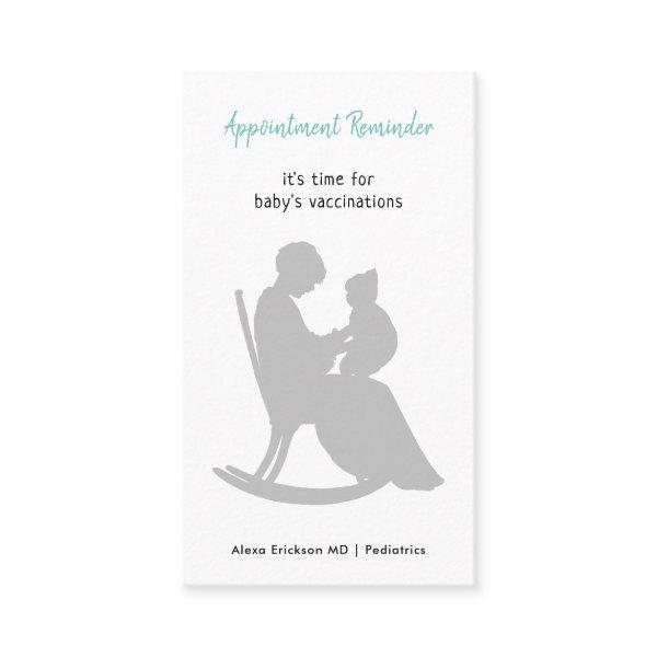 Pediatric Doctor Mother Rocking Baby Vaccination Appointment Card
