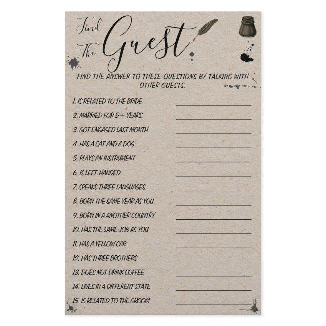 Pen & Inkwell | Find the Guest  Shower Game Card Flyer
