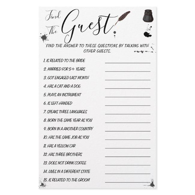Pen & Inkwell | Find the Guest Shower Game Card Flyer