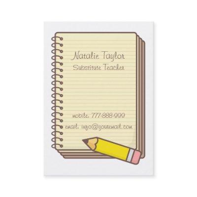 Pencil Notepad Substitute Teacher