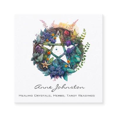 Pentagram and Floral Wreath Square