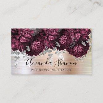 Peony Flowers Rose Silver Logo Event Planner
