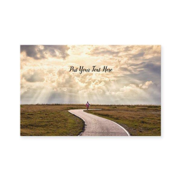 Person walking path pathway into horizon