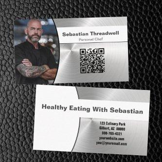 Personal Chef Brushed Steel Custom Photo QR Code