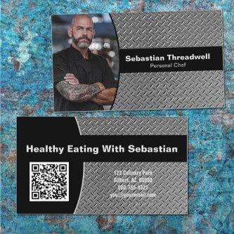 Personal Chef Diamond Plate Custom Photo QR Code