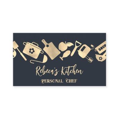 Personal Chef Restaurant Catering Logo QR Navy