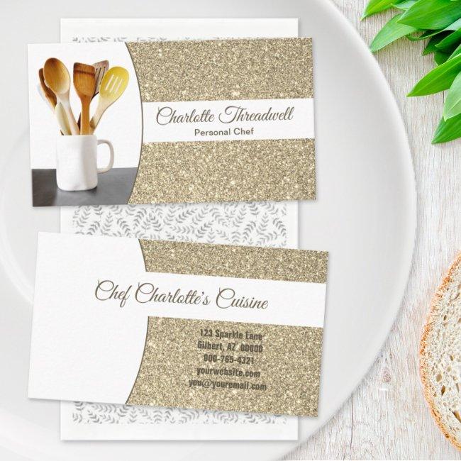 Personal Chef Subtle Gold Glitter Custom Photo