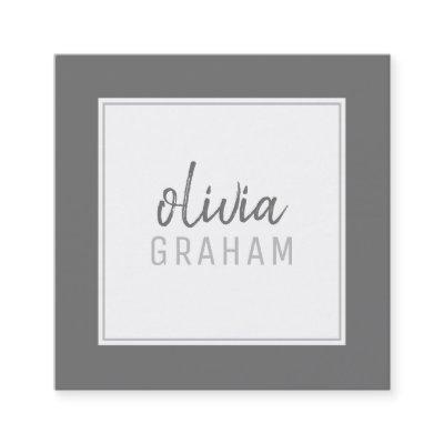 PERSONAL CONTACT bold border ombre gray grey Square
