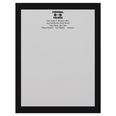 Personal Trainer Black and White Dumbell Training Letterhead