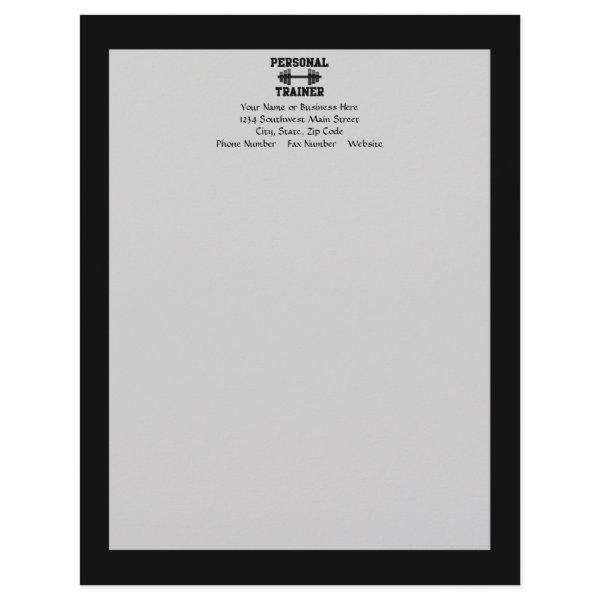 Personal Trainer Black and White Dumbell Training Letterhead