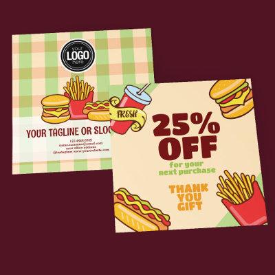 Personalize Business Logo | Hamburger Hotdog Theme Discount Card