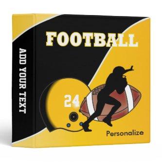 Personalize Football in Yellow and Black 3 Ring Binder
