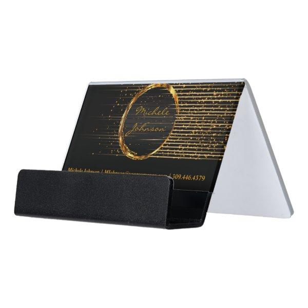 Personalize - Gold Shooting Stars and Black Desk  Holder