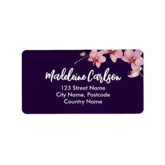 Personalize Watercolor Pink Moth Orchids Label