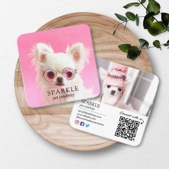 Personalized 2 Photo Dog Pet Social Media QR Code Square