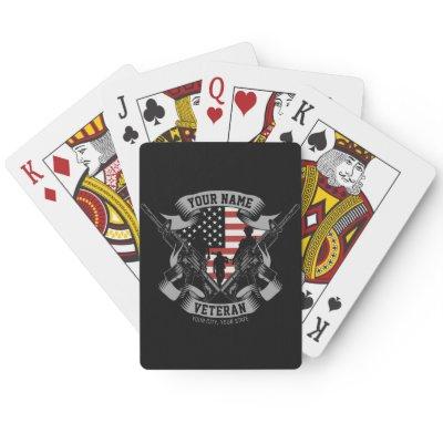 Personalized American Veteran Proud Vet USA Flag   Poker Cards