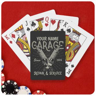 Personalized Auto Mechanic Garage Retro Spark Plug Poker Cards