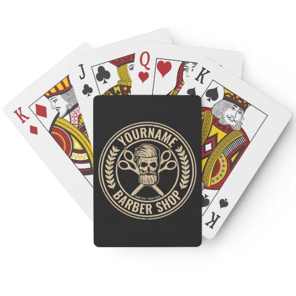Personalized Barber Shop Skull Rockabilly Salon   Poker Cards