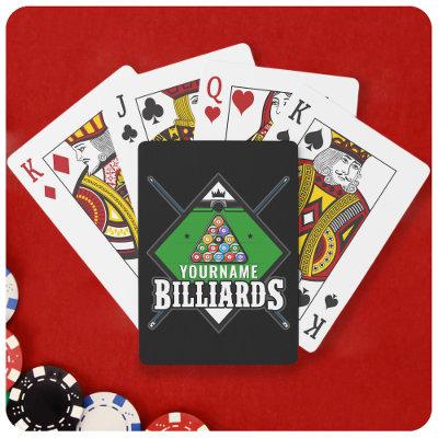 Personalized Billiards NAME Cue Rack Pool Room   Playing Cards