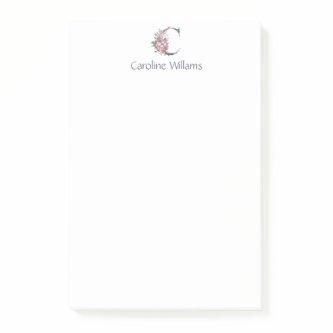 Personalized Blue Floral Monogram C  Post-it Notes