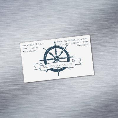 Personalized Boat Captain Vintage Nautical Wheel  Magnet