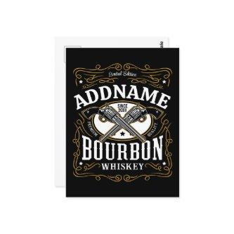 Personalized Bourbon Vintage Guns Whiskey Label Postcard