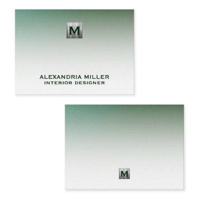 Personalized Brushed Silver Monogram Name Title Note Card