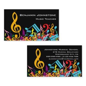 Personalized Colorful Jumbled Music Notes on Black