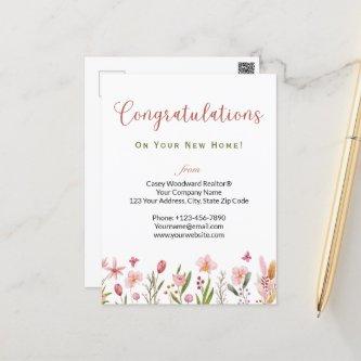 Personalized Congratulations Realtor Floral Postcard