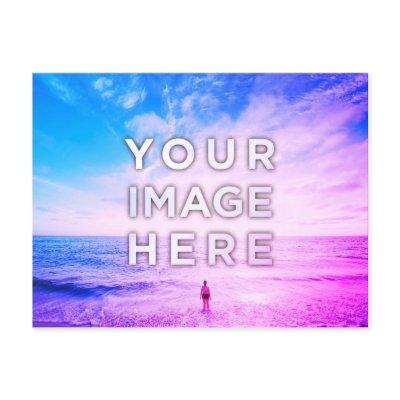 Personalized Custom 2 Photo Purple Retrowave Postcard