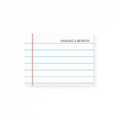 Personalized Customizable Lined Notebook Paper Post-it Notes