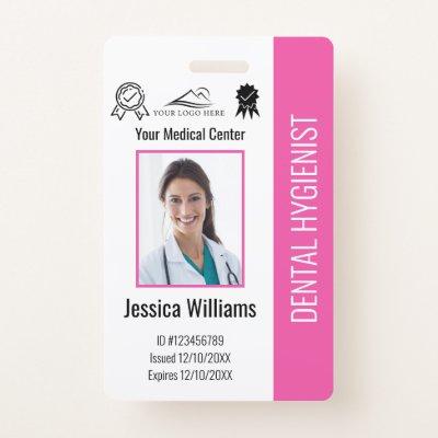 Personalized Dentist Office Logo Photo ID Pink Badge