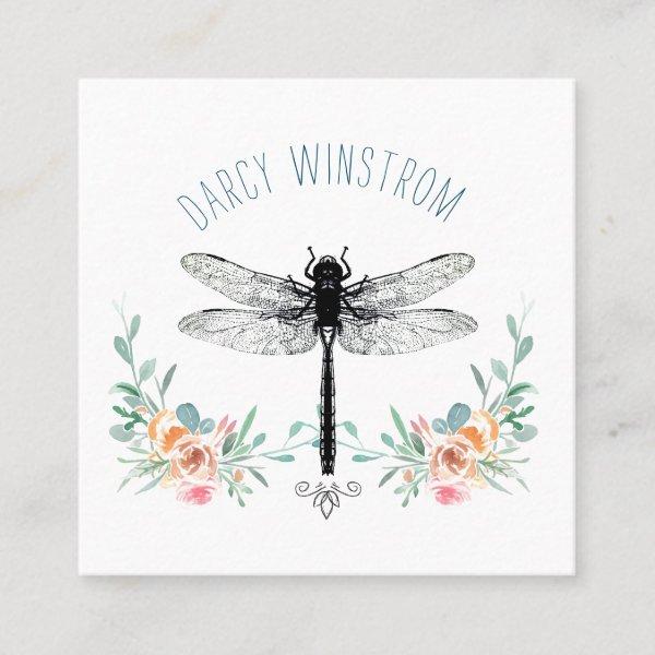 Personalized Dragonfly Floral Calling Card
