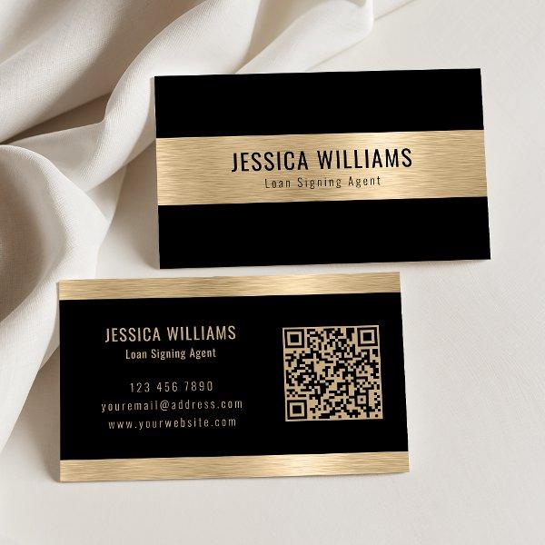 Personalized Elegant Brushed Gold Black QR Code